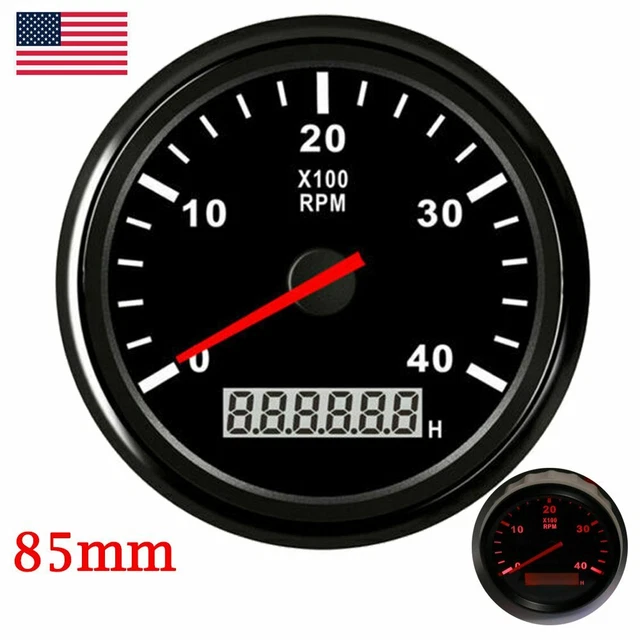 85MM MARINE TACHOMETER Boat RPM Gauge Car Digital LED Hourmeter 4000RPM