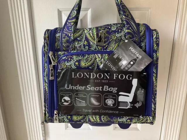 LONDON FOG UNDER SEAT  BAG CARRY ON TRAVEL LUGGAGE 15” Mayfair Paisley Print NWT