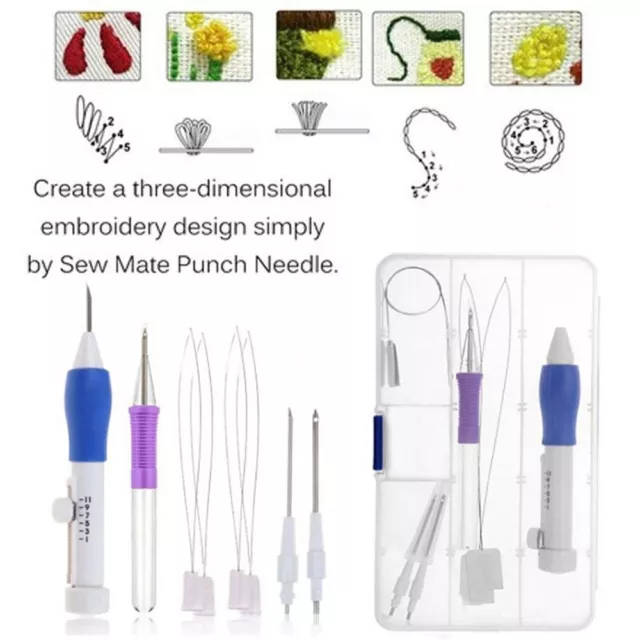 DIY ABS Plastic Threaders Embroidery Pen Set Knitting Punch Needle Sewing