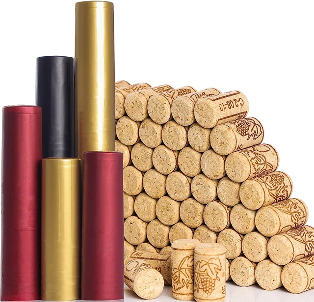 200 PCS Wine Bottle Corks and Seals 100 Count Natural Wine Corks and 3 Colors
