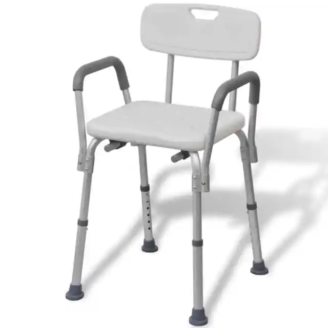 Sedia da doccia con schienale sedile anziani disabili in alluminio bianca vidaXL