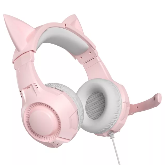 Gaming Headsets Cat Ears Girly Headset with Mic Wired 3.5mm Headphones for PS4