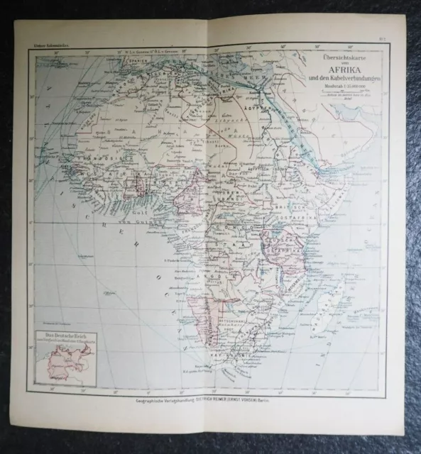 Übersichtskarte von Afrika , Kolonien , Alte Karte , Landkarte , 1906, (Q)
