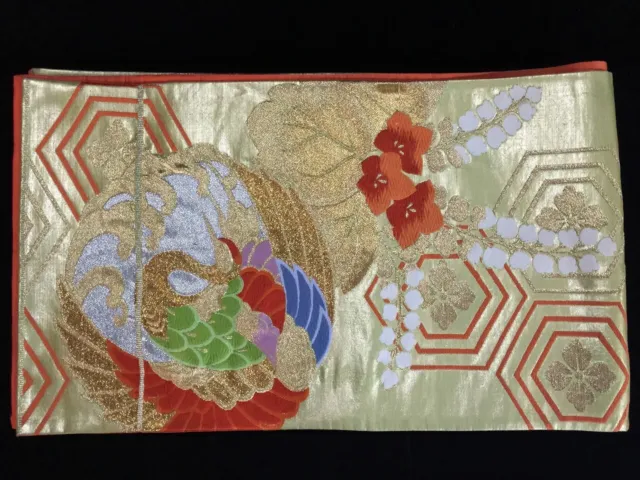 R1471 Japanese Vintage Kimono FUKURO OBI Belt Band Woman Fabric Silk