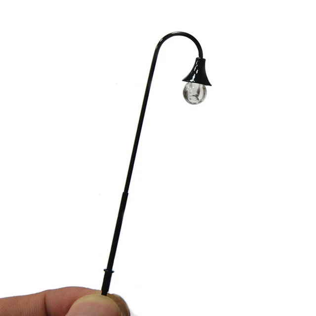 Woohome Mini Street Light Models, 12 Pcs Railway Train Solar Lamp Post Lamps, Outdoor Pathway Lantern Post For Dollhouse Decoration Micro Landscape Fairy Garden Lighting Accessories (Black, 8cm