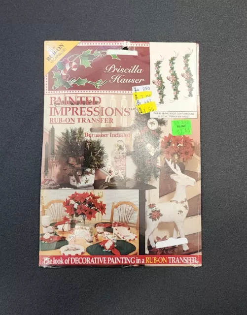 Nuevo en paquete de Colección Priscilla Hauser Impresiones Pintadas Frotar en Transferencia Santa Peppermint