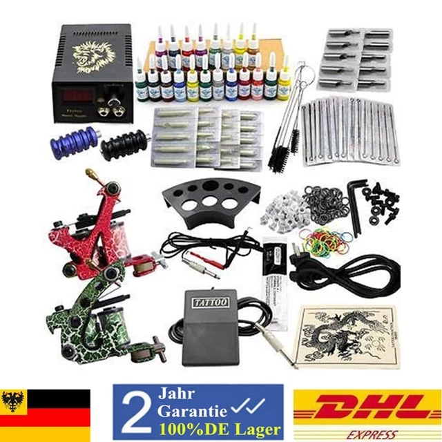 Set completo macchina per tatuaggi 2 macchine per tatuaggi 20 inchiostro multicolore 50 aghi