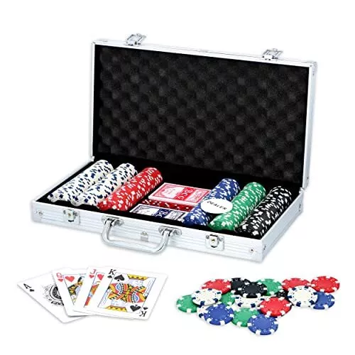 MaxiMondo Pokerset Komplett – Pokerkoffer mit 300 Pokerchips und Pokerkarten ...