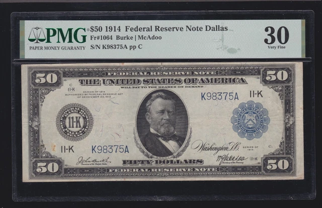 US 1914 $50 FRN Dallas FR 1064 PMG 30 VF (375) US 1914 $50 FRN Dallas FR 1064 PMG 30 VF (375)
