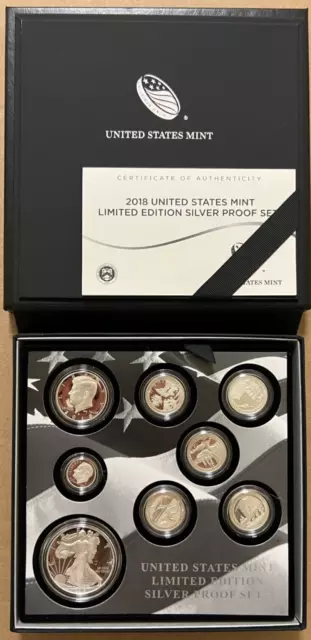 2018 US Mint Limited Edition Silver Proof Set Box & COA