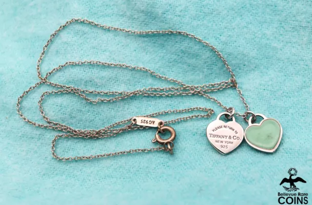 Tiffany & Co. Sterling Silver Small Hearts Enamel Pendant Chain Necklace