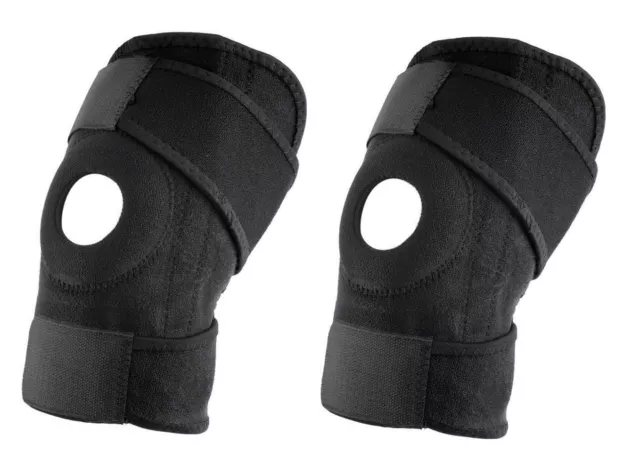 2 X Neoprene 20CM High Patella Black Elastic Knee Support Brace Fastener Gym Uk