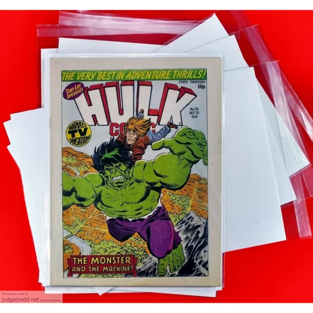 Magazine Bags ONLY  up to A4 Size0 Fits Marvel Weekly Hulk UK Comic Books x 10