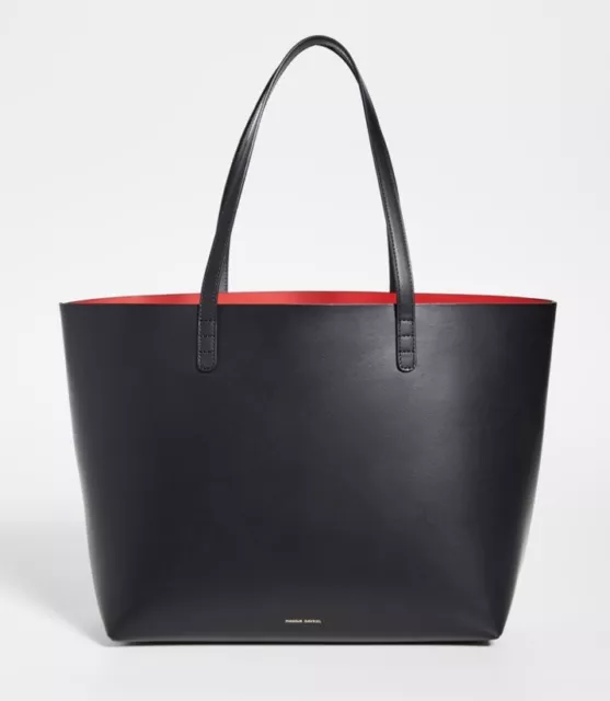 Mansur Gavriel BLACK & Flamma RED Large Leather Tote Bag Handbag and POUCH