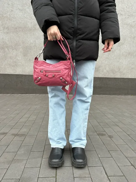 Balenciaga Giant Hip Shoulder Crossbody Pink Leather Bag