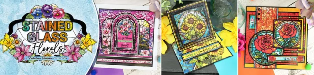 New Hunkydory STAINED GLASS FLORALS Luxury Toppers 2024 - SEE OPTIONS