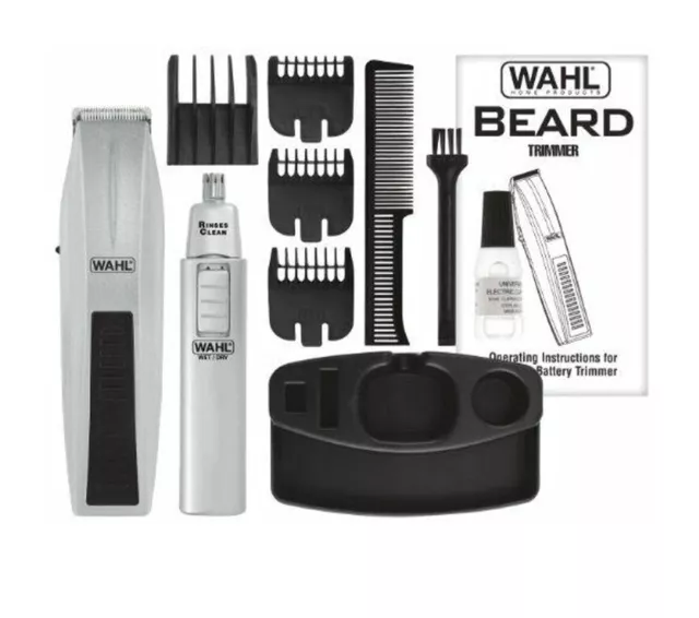 Wahl® Mustache Beard Hair Trimmer Set, Bonus Nose Trimmer Mens NEW 12 pc KIT 420
