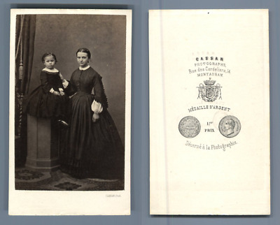 König mère et fille Vintage CDV albumen carte de visite CDV Hamburg tirag 