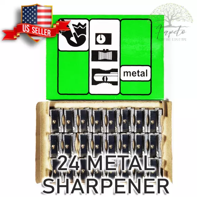 🆕 (Lot of 24) Officemate Metal Pencil Sharpener, Metallic Silver 🇺🇸 SELLER