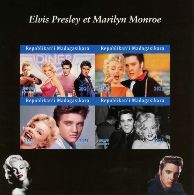 Madagascar Elvis Presley Marilyn Monroe Stamps 2021 MNH Music 4v IMPF M/S