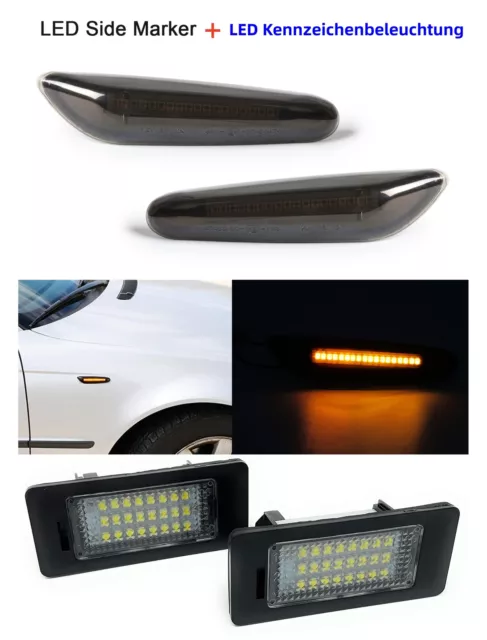 LED Intermitente Lateral Negro Para BMW 5er E60 E61 + Luz Placa Matrícula LED