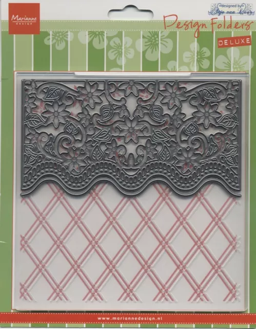 Marianne Design Embossing Folder 5x5 de Luxe Anja's Flower Border + Die DF3444