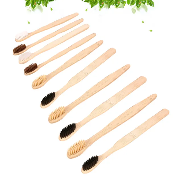 10 pz spazzolino da denti da viaggio M in bambù legno usa e getta biodegradabile