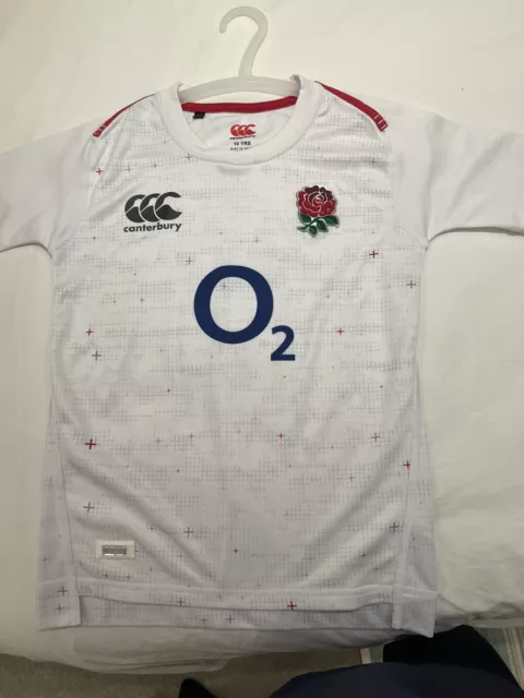 England Rugby Kid's Shirt (Size 10Y) Canterbury Home Vapodri Shirt - Used