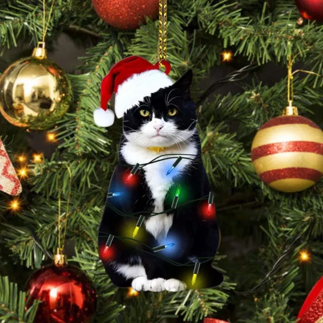 Black Black Cat Ornament Acrylic Craft Xmas Tree Pendant  Christmas Party