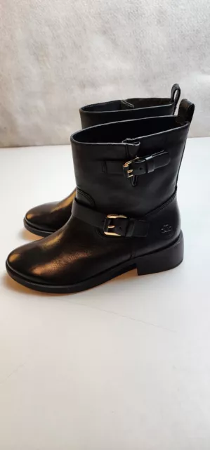 Tory Burch Women's Black Bennie Buckled Short Moto Boot Black Size 7.5M 3