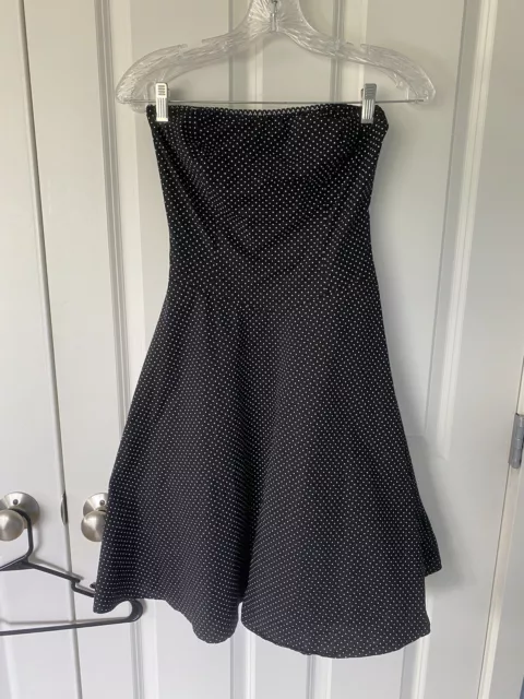 RUBY ROX Black Polka Dot Strapless Dress (size 3)