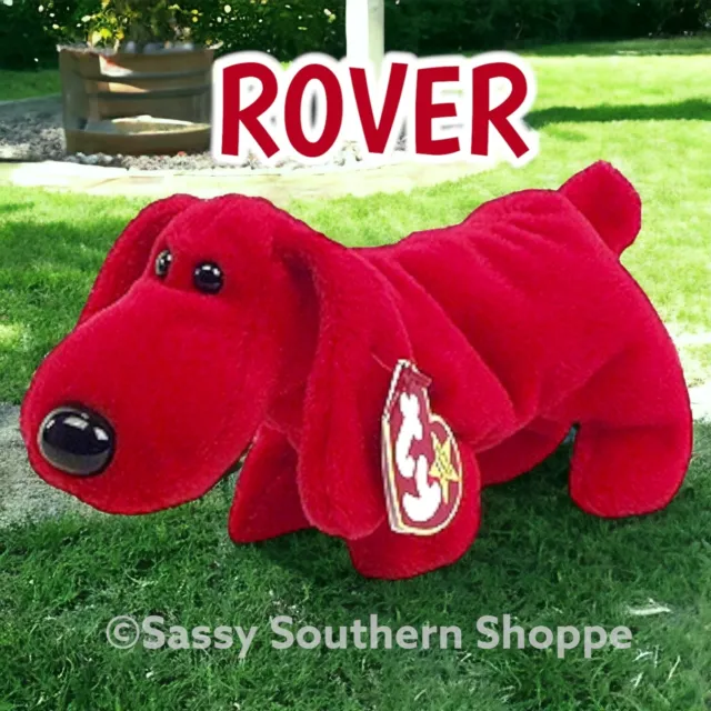 ❤️ 1996 ROVER Red DOG 8" Ty Beanie Babies 4th Gen Hang & Tush Tags