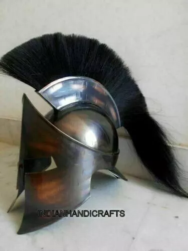 Ancient Medieval Helmet 300 Spartan Helmet with Black Plume Armor Helmet