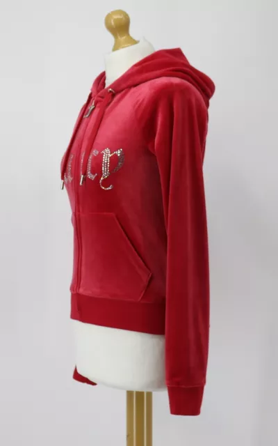 Giacca Da Donna Juicy Couture Diamante Velluto Uk S Rossa Crp £85 Hh 2