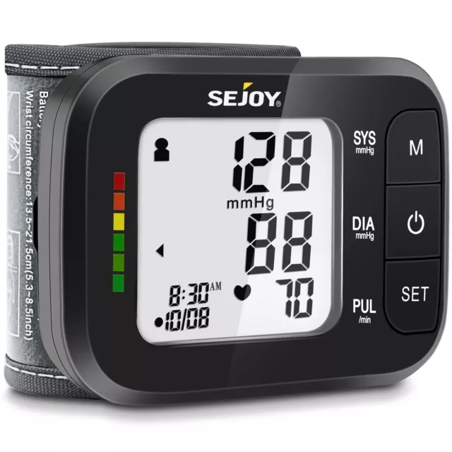 SEJOY Digital Tensiómetro de Muñeca Medidor Monitor Presión Arterial Deteccion