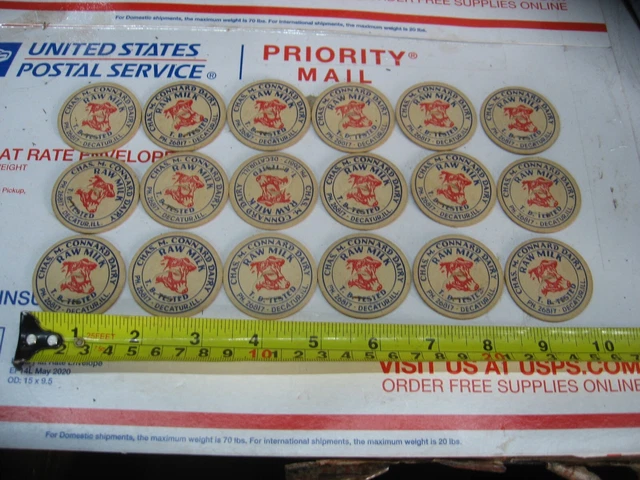 Old 1/2 Pint Milk Bottle Caps, Connard Dairy, Decatur, Ill. {18}