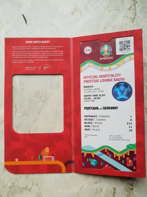 Used VIP Ticket UEFA EURO 2020/21 #24 Portugal vs Germany Deutschland DFB CR7