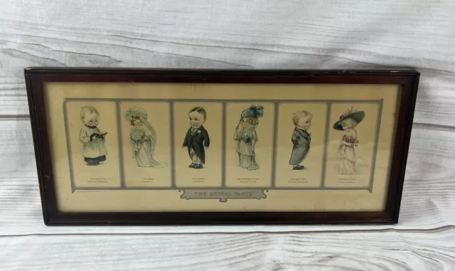 Vintage Antique Edward Gross Co “The Bridal Party” Framed Wall Art Print 18”