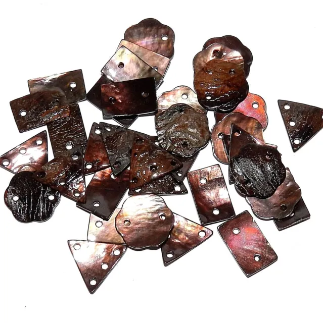 S912 Brown Chinese Mussel Shell Mix Drop & Link 14mm - 15mm Gemstone Beads 36pc