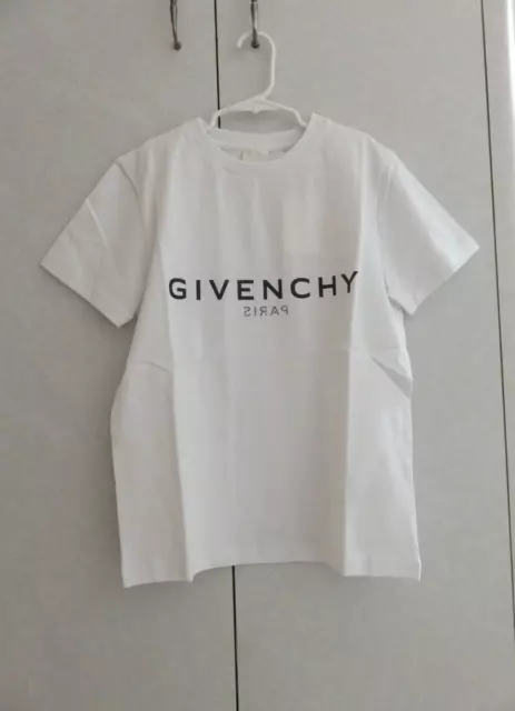 $188  Givenchy Kids white cotton tshirt with logo size 8 NWT  big fit 100% Auth