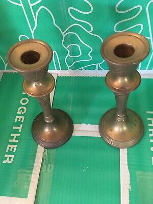 NICE Vintage Pair Copper Candlestick Holders  8” By PEIR ONE