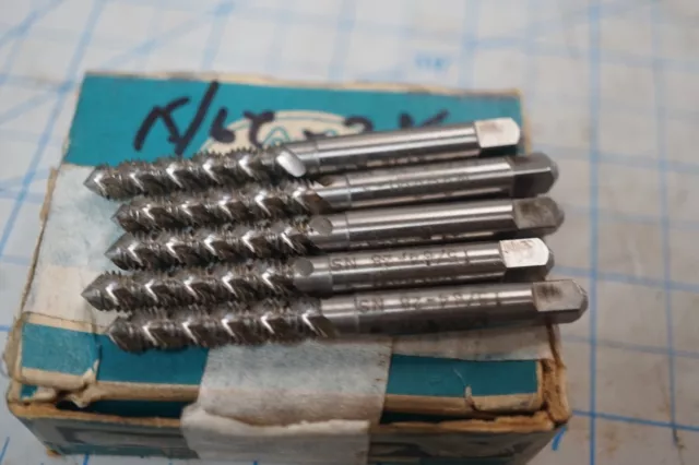 Lot of 5 Greenfield HSS 3 Flute Plug Taps 15/64-28 NS PD .2150-.2145