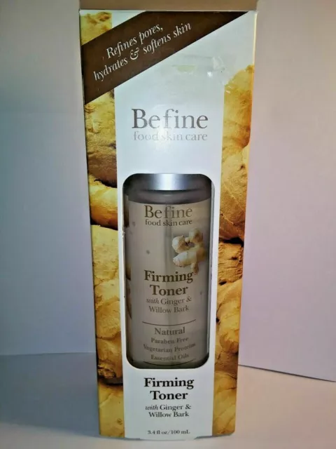 1 BEFINE FOOD SKIN CARE FIRMING TONER w/ GINGER & WILLOW BARK, Hydrates, 3.4 oz