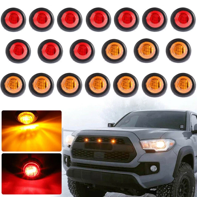 20PCS 3/4'' LED Side Marker Lights Truck Trailer 12V Bullet Clearance Light