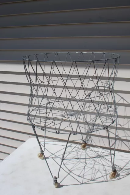 VTG Collapsible Folding Wire Basket Laundry Rolling Cart Store Bin Allide Wheels