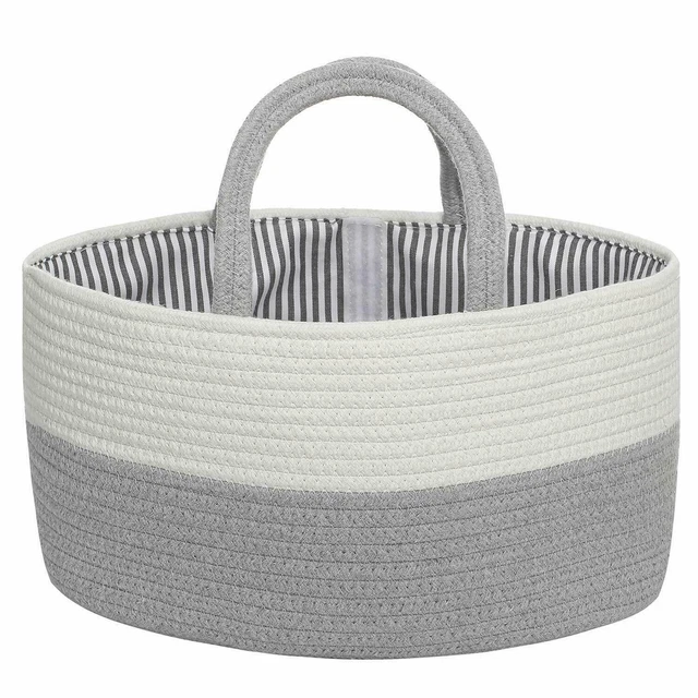Baby Diaper Caddy Organizer Nursery Storage Bin Removable Insert Cotton Rope