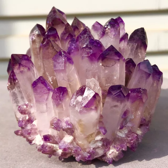 386g New Find purple Phantom Quartz Crystal Cluster Mineral Specimen Healing