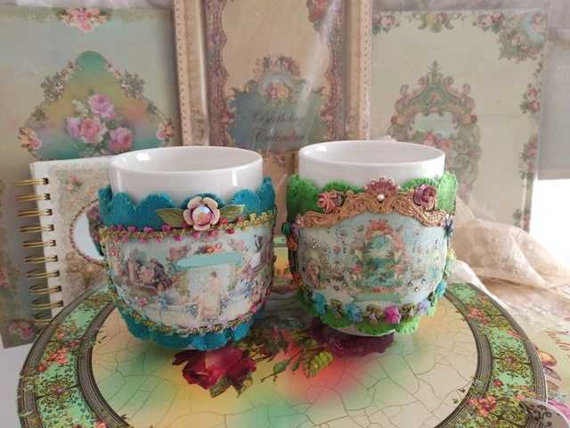 Unique Michal Negrin Victorian Roses Mug Sleeve Warmer Crystals WOW