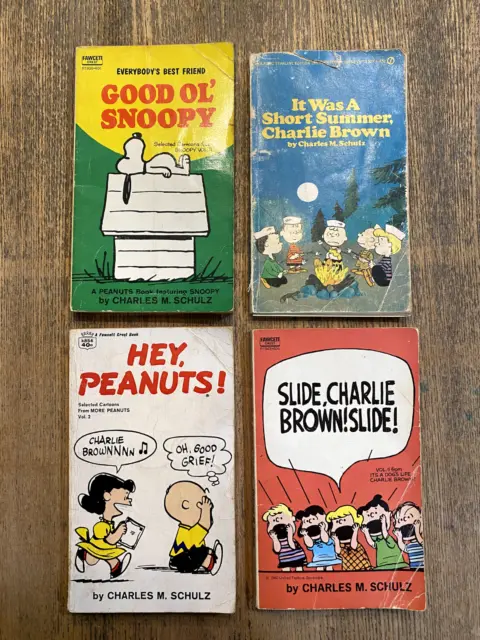 Lot of 4 Vintage Peanuts Books | Snoopy Charles M Schulz Charlie Brown 1950s-70s