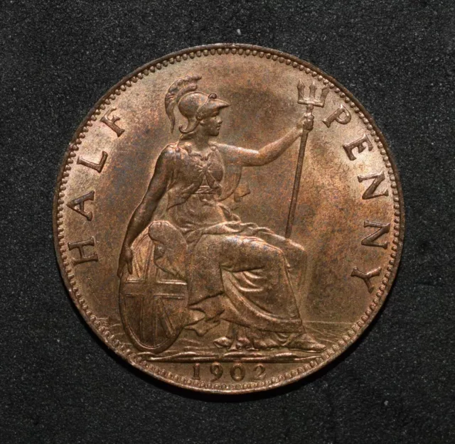 Edward Vii. 1902 Low Tide Half Penny. Choice